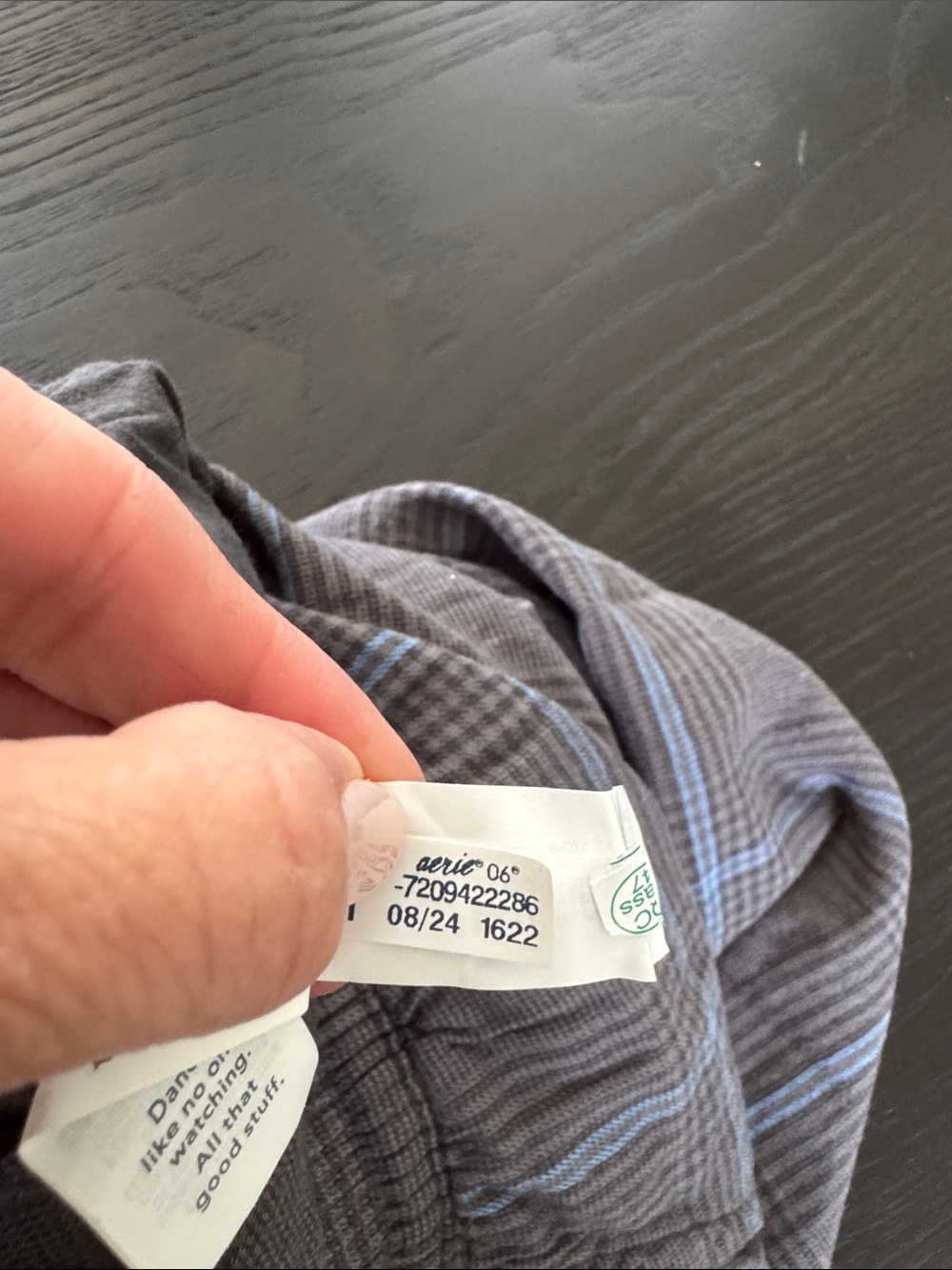 Aerie Gray Plaid Lounge Pants with Blue Windowpane - Picture 7 of 10